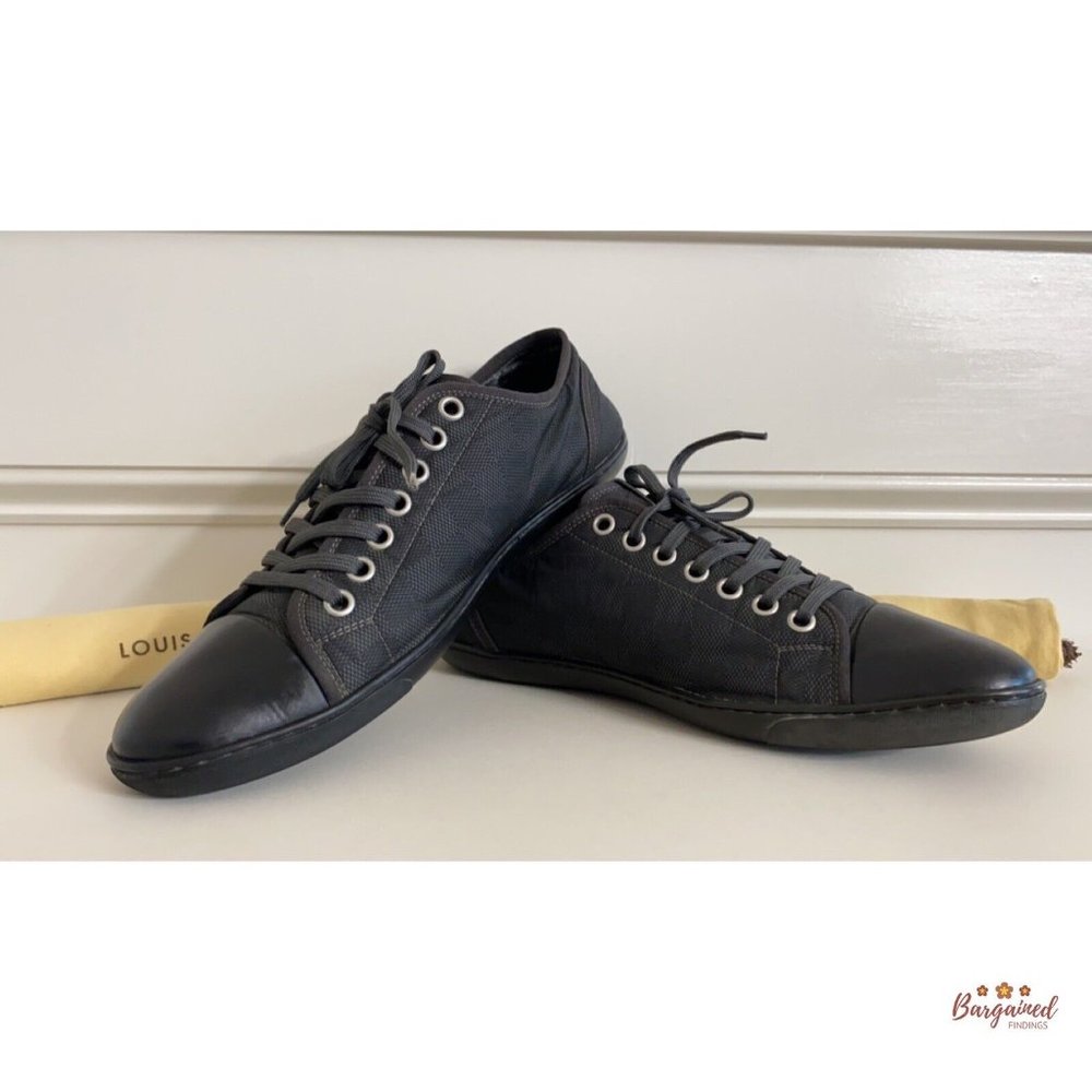 Authentic Louis Vuitton Gray/Black Damier Graphite Nylon Men's Sneakers Size 9.5 - Picture 9 of 14